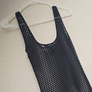 Forever 21 Black Mesh Overlay Top